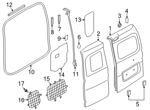 2021 Nissan NV200 Door & Components Insulator-Back Door Diagram for 90158-3LM1B