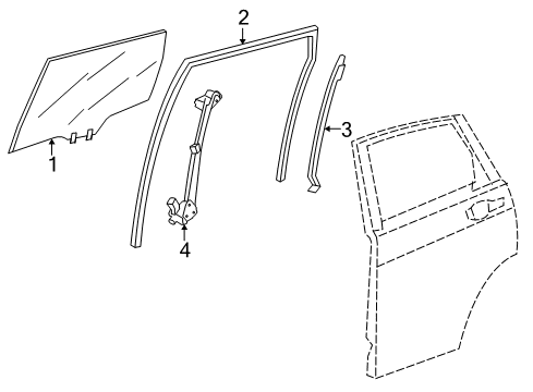2015 Honda CR-V Rear Door Runchannel, Left Rear Door Diagram for 72775-T0A-A01