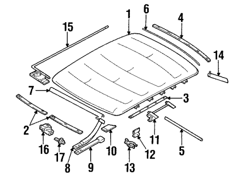 1998 BMW 318ti Sunroof Set Of Sliding Members Diagram for 54112693502