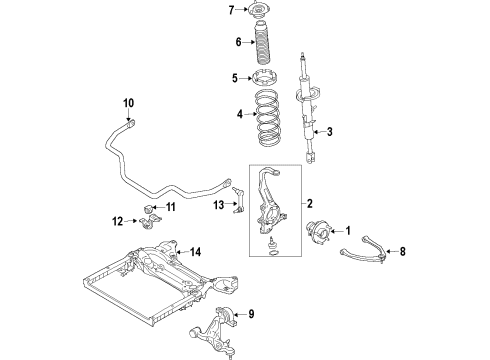 2018 Infiniti Q70L Front Suspension, Lower Control Arm, Upper Control Arm, Stabilizer Bar, Suspension Components Shock Absorber Kit-Front Diagram for E6111-5UT0A