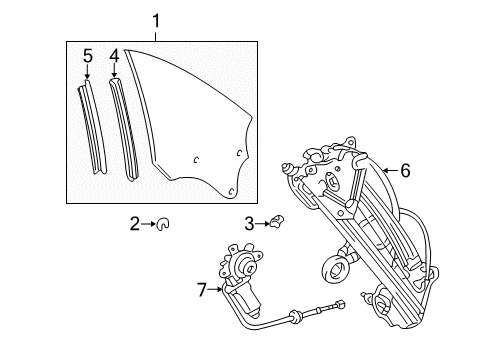 2004 Lexus SC430 Quarter Window Weatherstrip, Quarter Window, Front RH Diagram for 67873-24011