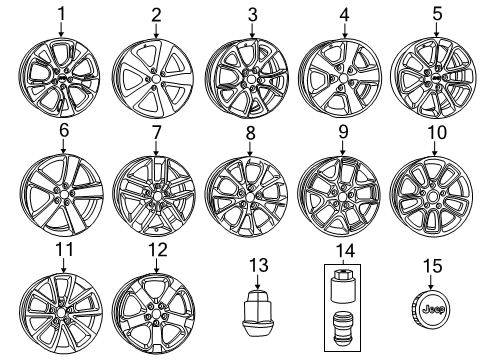 2018 Jeep Grand Cherokee Wheels, Covers & Trim Aluminum Wheel Diagram for 5XL05AAAAA