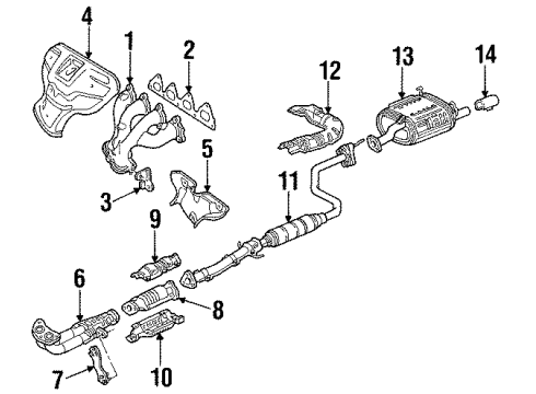 1996 Honda Civic del Sol Exhaust Components Pipe B, Exhuast Diagram for 18220-SR2-C41