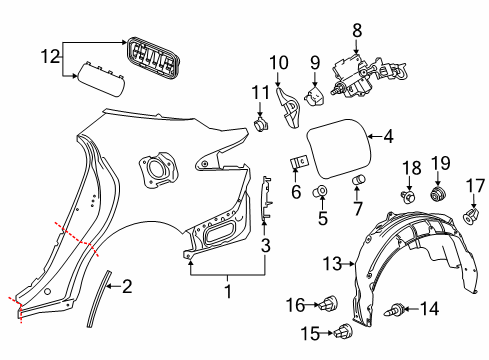 2021 Toyota Camry Fuel Door Fuel Door Diagram for 77350-06180