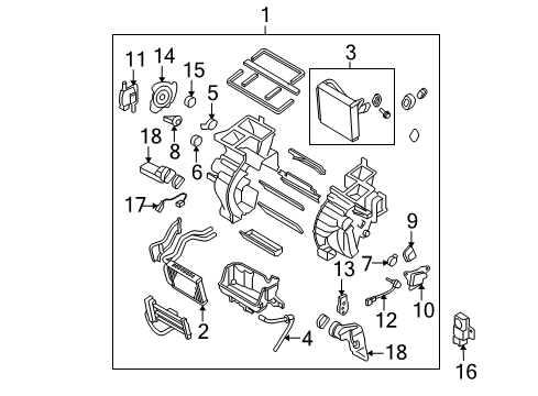2007 Hyundai Elantra Air Conditioner Core & Seal Assembly-Heater Diagram for 97138-2H000