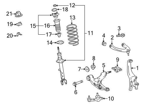 2020 Lexus IS350 Front Suspension Components, Lower Control Arm, Upper Control Arm, Stabilizer Bar Front Suspension Lower Control Arm Assembly, Left Diagram for 48640-53040