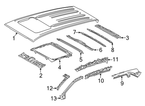 2022 Toyota Corolla Cross Roof & Components Sunroof Reinforcement Diagram for 63142-0A020