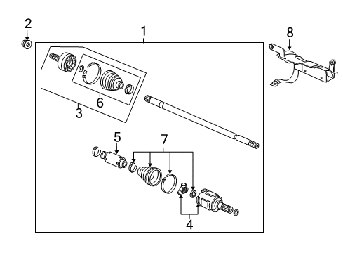 2010 Honda Insight Drive Axles - Front Joint Set, Outboard Diagram for 44014-TF6-N12