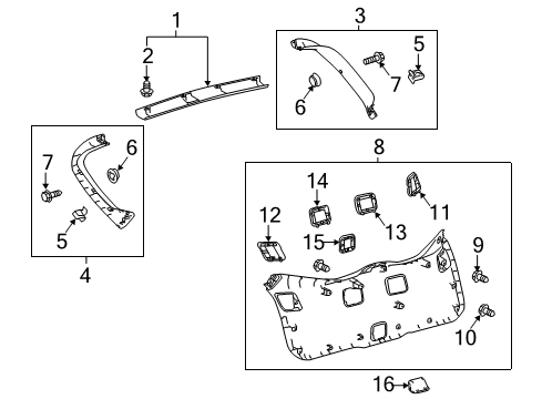 2021 Toyota C-HR Interior Trim - Lift Gate Lower Gate Trim Diagram for 64780-10010-C1