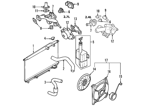 2009 Kia Sportage Cooling System, Radiator, Water Pump, Cooling Fan Blower Assembly-Radiator Diagram for 253801F382