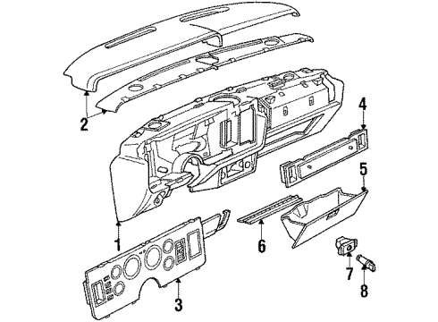 1984 Ford Mustang Instrument Panel Glove Box Latch Diagram for EOVY-5406072-A