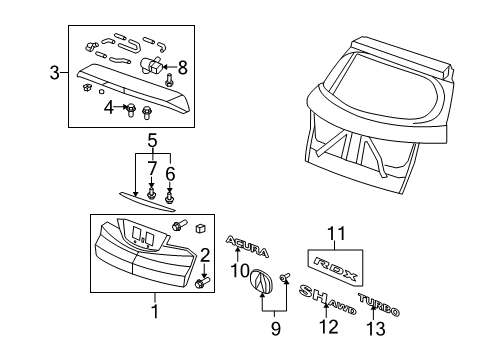 2011 Acura RDX Exterior Trim - Lift Gate Garnish Assembly, Rear License (Upper) Diagram for 74895-STK-A21