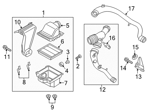 2020 Ford F-150 Air Intake Inlet Tube Bracket Diagram for JL3Z-9647-A