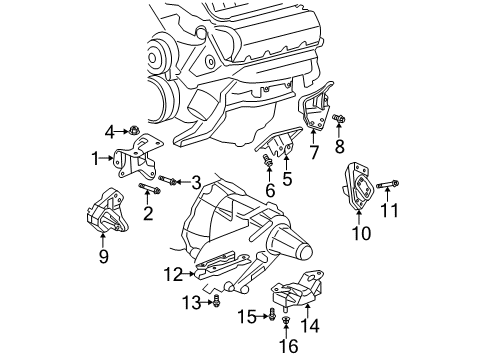 2004 Dodge Durango Engine & Trans Mounting Bracket-Engine Mount Diagram for 52005006AD