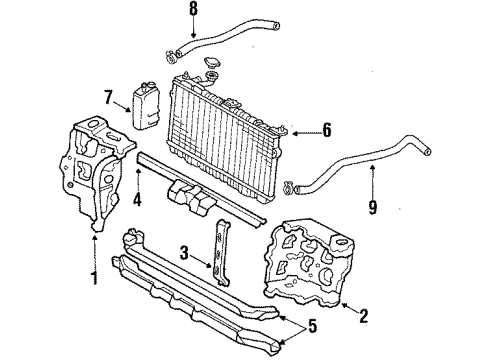 1987 Acura Integra Radiator & Components, Radiator Support Cap, Reservoir Tank Diagram for 19102-680-020