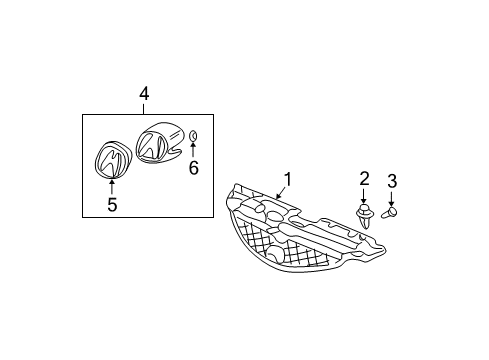 2002 Acura RSX Grille & Components Cover, Front Grille Diagram for 71121-S6M-003