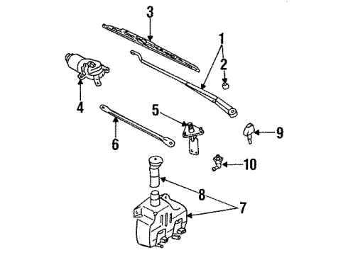 1990 Nissan Axxess Wiper & Washer Components Windshield Wiper Arm Assembly Diagram for 28880-30R05