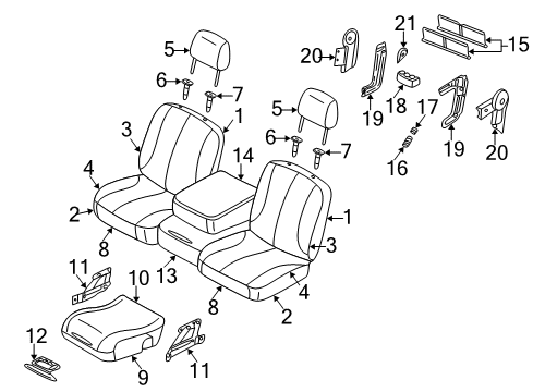 2009 Dodge Ram 2500 Front Seat Components Seat Cushion Passenger Foam Diagram for 5179946AA