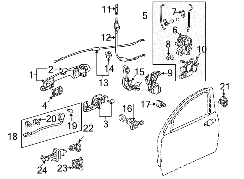 2005 Honda Accord Front Door Switch Assembly, Power Window Sub Diagram for 35760-SDA-A31