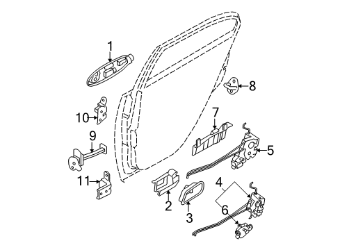 2006 Hyundai Accent Rear Door Hinge Assembly-Rear Door Lower, LH Diagram for 79350-1E000