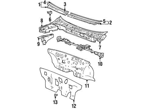 1998 Hyundai Elantra Cowl Insulator-Dash Panel Diagram for 84124-29002