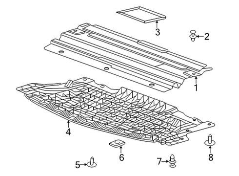 2020 Cadillac CT4 Splash Shields Lower Deflector Diagram for 84716722