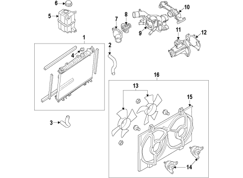 2016 Infiniti Q70 Cooling System, Radiator, Water Pump, Cooling Fan Fan-Motor Diagram for 21486-1BH0B