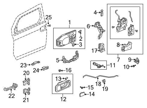 2007 Honda Element Front Door Handle Assembly, Right Front Door (Outer) (Nighthawk Black Pearl) Diagram for 72140-SCV-A11ZB