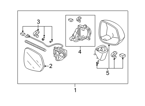 2007 Honda Fit Mirrors Mirror Sub-Assembly, Driver Side (Flat) Diagram for 76253-SLN-A01