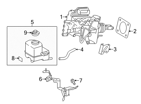 2014 Toyota Prius C Hydraulic System Reservoir Assembly Diagram for 47220-52301