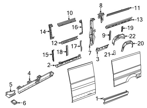 2016 Ram ProMaster 3500 Inner Structure - Side Panel REINFMNT-C-Pillar Diagram for 68134323AB