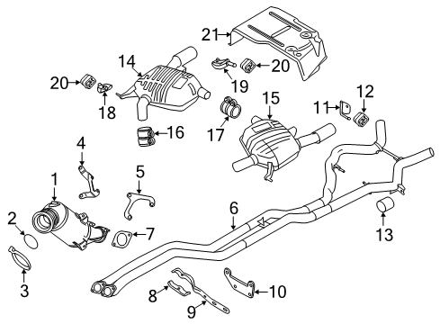 2011 BMW 335i Exhaust Components Rear Muffler Right Diagram for 18307647065