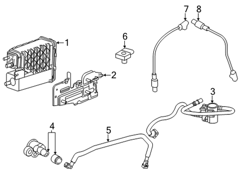 2021 Chevrolet Silverado 3500 HD Powertrain Control Vapor Canister Bracket Diagram for 84325522