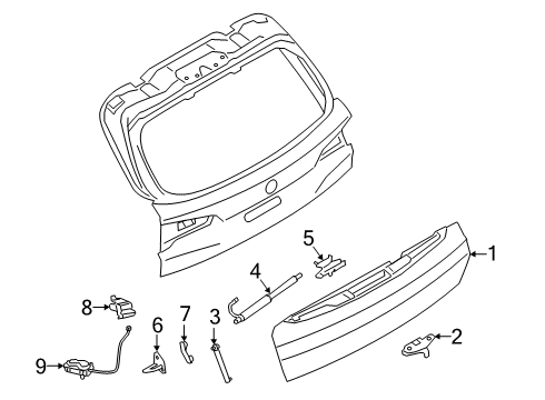 2019 BMW X5 Lift Gate Threaded Plate Striker, Lowe Diagram for 51247498870