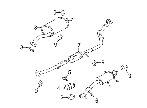 2003 Kia Rio Exhaust Components Front Muffler Assembly Diagram for 28610FD200