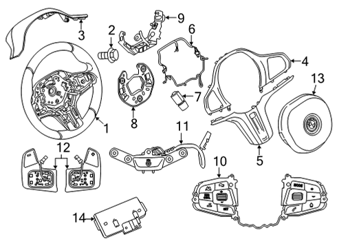 2020 BMW M235i xDrive Gran Coupe Steering Column & Wheel, Steering Gear & Linkage Set, Shift Paddles Diagram for 61319372496