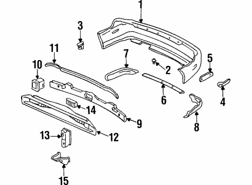 1994 Honda Accord Rear Bumper Skirt, R. RR. Bumper Diagram for 71502-SV4-000