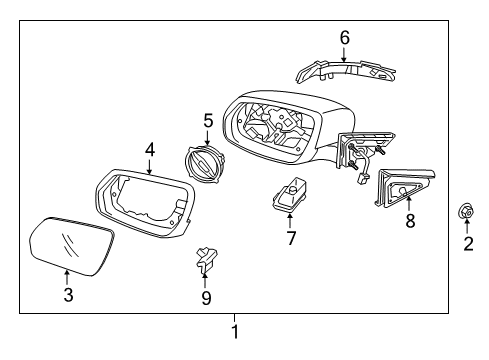 2016 Hyundai Genesis Automatic Temperature Controls Glass Holder Assembly-Outside Rear View, LH Diagram for 87611-B1300
