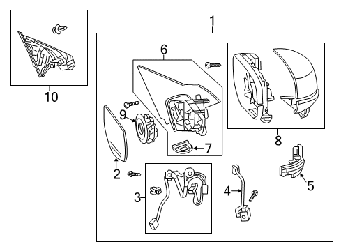 2014 Honda Accord Lane Departure Warning Light Assembly, Driver Side Turn Diagram for 76259-T2G-A02