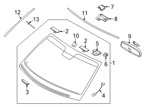 2014 Hyundai Equus Lane Departure Warning Base-Inside Rear View Mirror Diagram for 851013E100