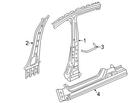 2018 Acura ILX Center Pillar & Rocker Pillar, Driver Side Center (Inner) Diagram for 64620-TV9-A00ZZ