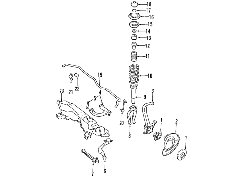 1995 Mitsubishi Galant Front Suspension, Lower Control Arm, Upper Control Arm, Stabilizer Bar, Suspension Components INSULATOR-Spring Diagram for MR103156