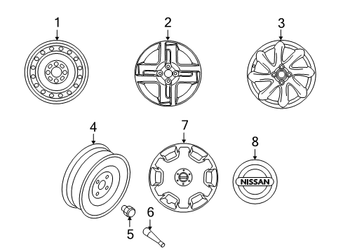 2011 Nissan Cube Wheels, Covers & Trim Disc Wheel Cap Diagram for 40315-1FC1C