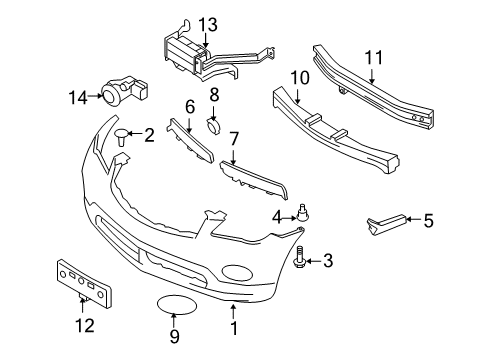 2010 Infiniti EX35 Cruise Control System Energy ABSORBER-Front Bumper Diagram for 62090-1BA0A