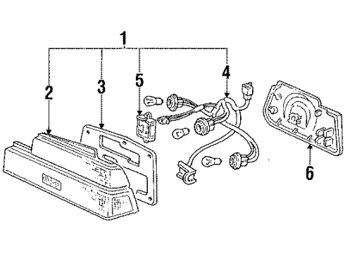 1985 Honda Prelude Tail Lamps Lens & Housing, R. Diagram for 33501-SF0-671