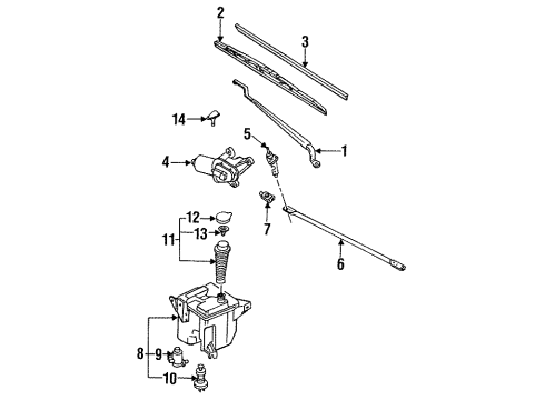 1987 Nissan Pulsar NX Wiper & Washer Components Windshield Wiper Blade Assembly Diagram for 28890-84M05