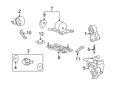 2000 Hyundai Sonata Engine & Trans Mounting Bracket Assembly-Engine Support Diagram for 21610-37102