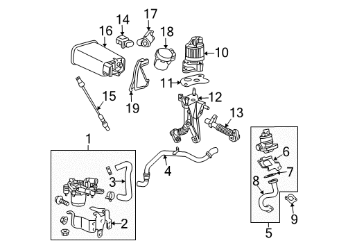2007 Buick LaCrosse Emission Components Rear Oxygen Sensor Diagram for 19209817