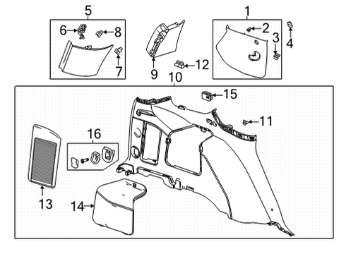 2021 Chevrolet Suburban Interior Trim - Quarter Panels Lock Pillar Trim Diagram for 84773320