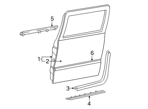 1997 GMC K2500 Rear Door & Components, Exterior Trim Seal Asm-Rear Side Door Lower Diagram for 15715164